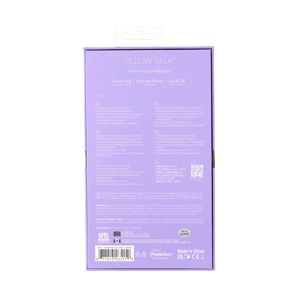 Pillow Talk - Special Edition Sassy - Luxurious G-Spot Massager - Rechargeable - Purple