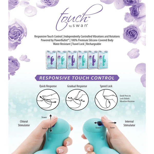 Swan Touch - Trio - Rabbit Vibrator - Rechargeable - Teal