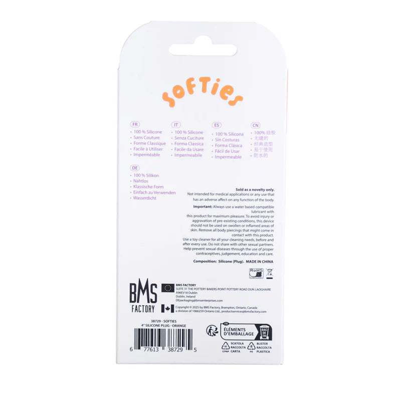 Softies 4” Anal Silicone Plug – Orange