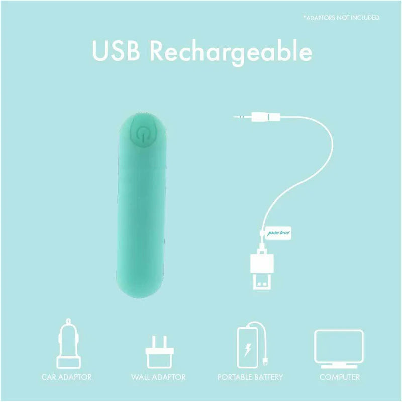Pure Love® - Rechargeable Power Bullet With Silicone Case - Teal
