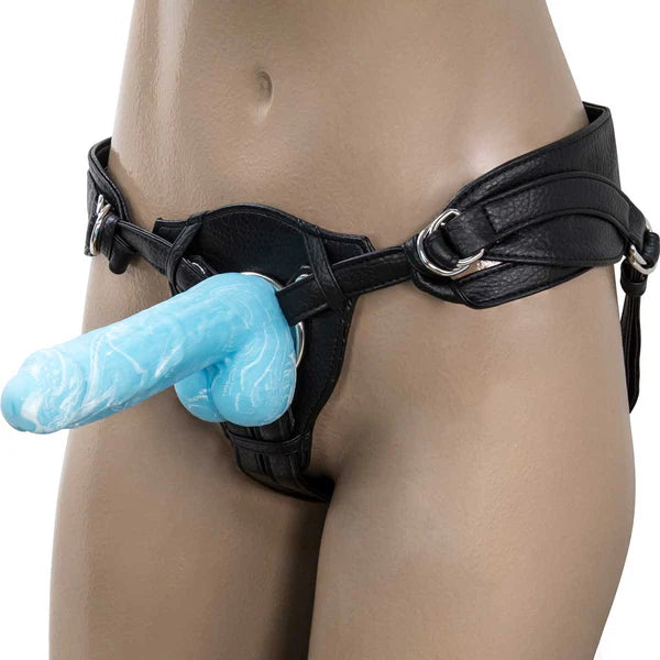 Addiction Luke 7.5" Glow-in-the-Dark Dildo With Balls - Blue