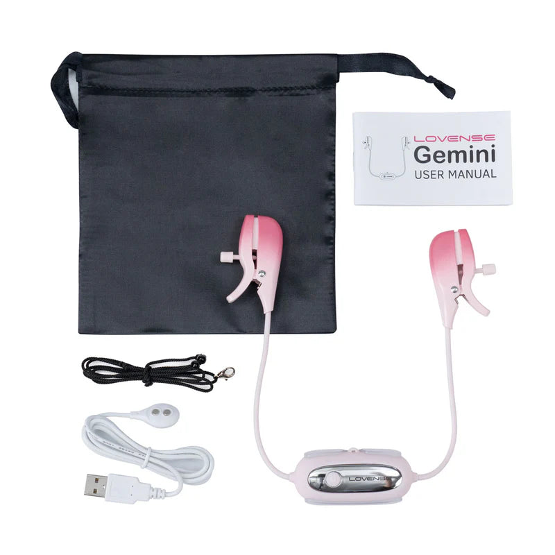 Lovense - Gemini - Bluetooth® Vibrating Nipple Clamps – Pink