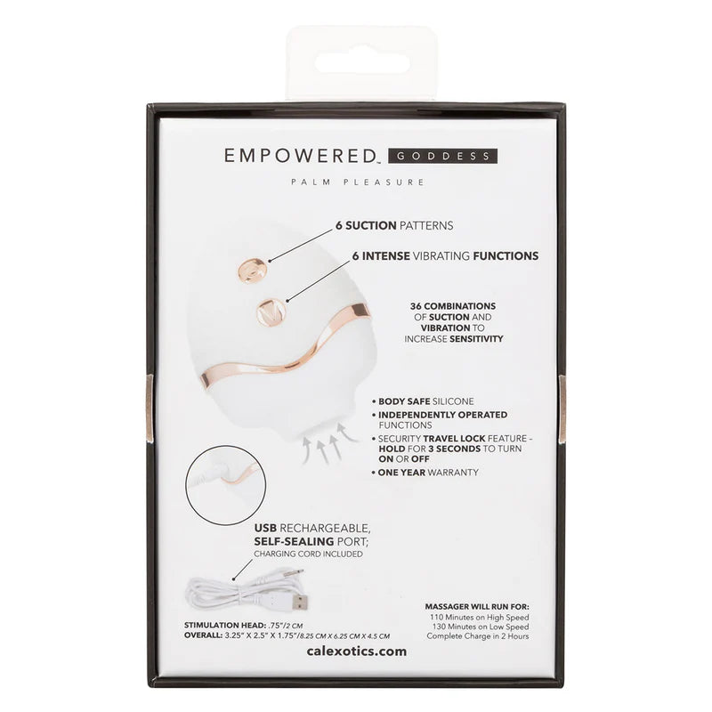 CalExotics® Empowered Palm Pleasure Goddess – Suction Vibrator – White