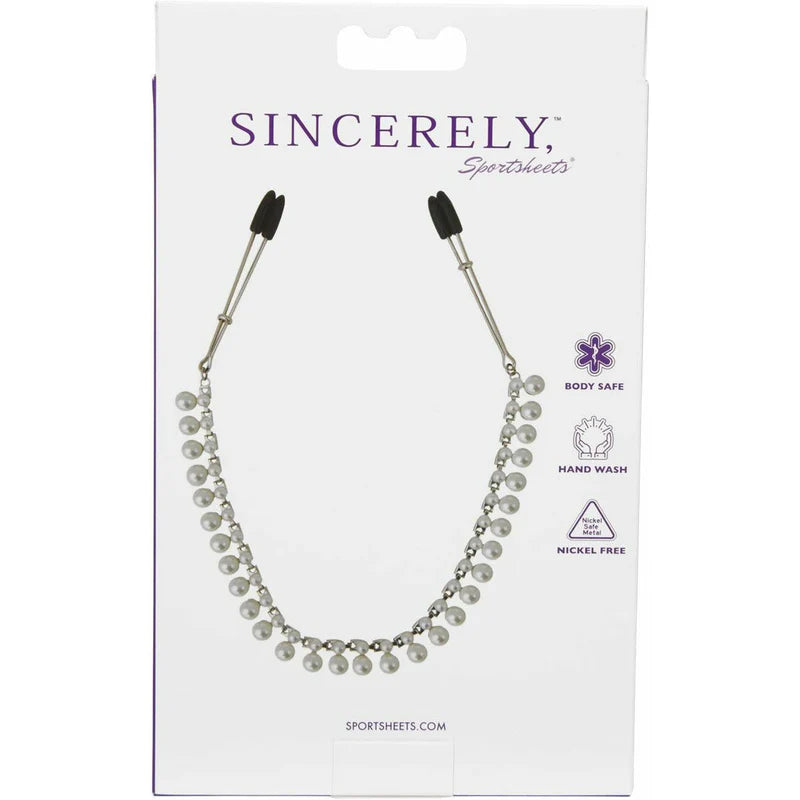 Sportsheets Sincerely - Pearl Chain Tweezer Nipple Clips